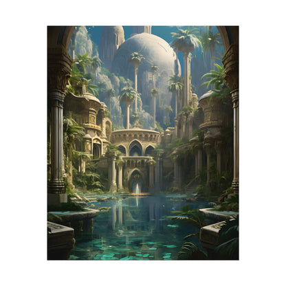 Majestic Desert Oasis: Arabian Nights-Inspired Bird's Eye View - Poster