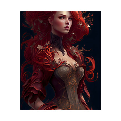 Red Hair Portrait: Elegant Female in Black Dress - Poster