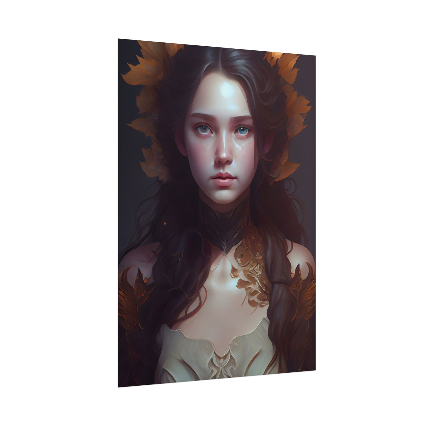 Brown Hair Female Portrait: Artistic Style Digital Art - Poster