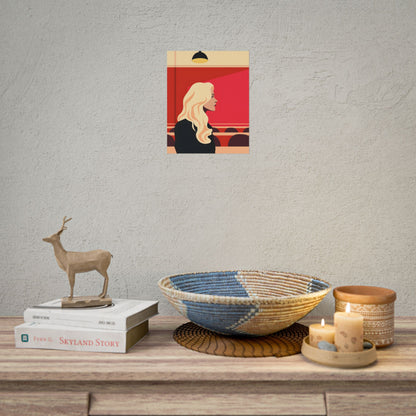 Minimalist Blonde Woman in Black Dress: Modern Art Poster - Poster
