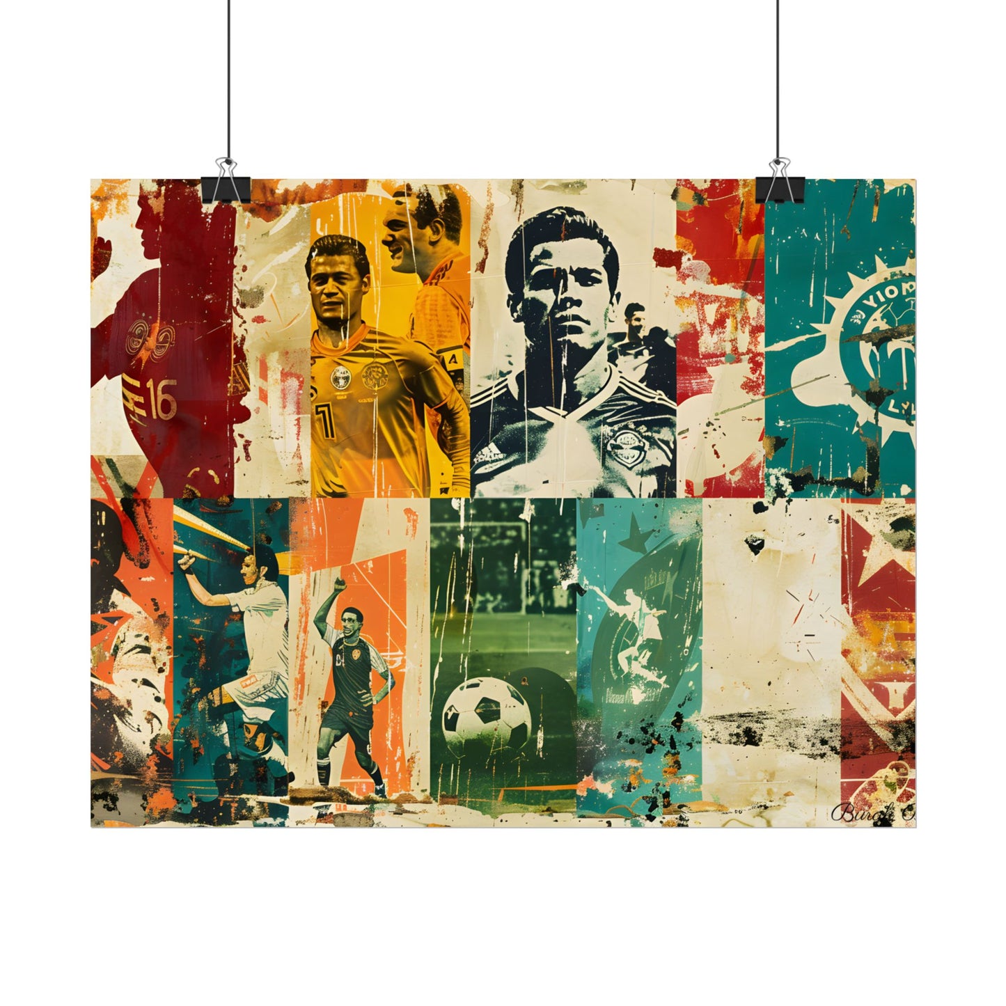 Vintage Soccer Posters: Retro Sports Art Collage - Poster