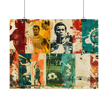 Vintage Soccer Posters: Retro Sports Art Collage - Poster
