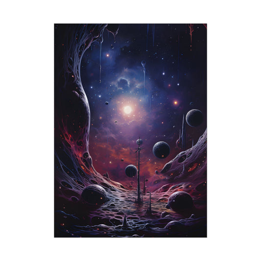 Cosmic Black Hole: Space Artwork with Planet Orbits - Poster