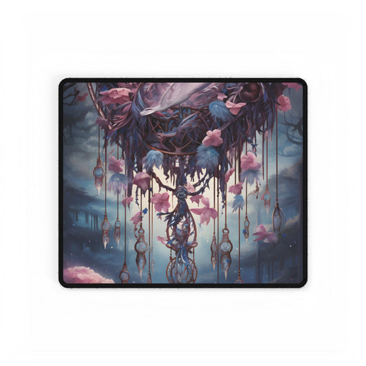 Surreal Landscape: Serene Tree in Vast Sky - Desk Mat