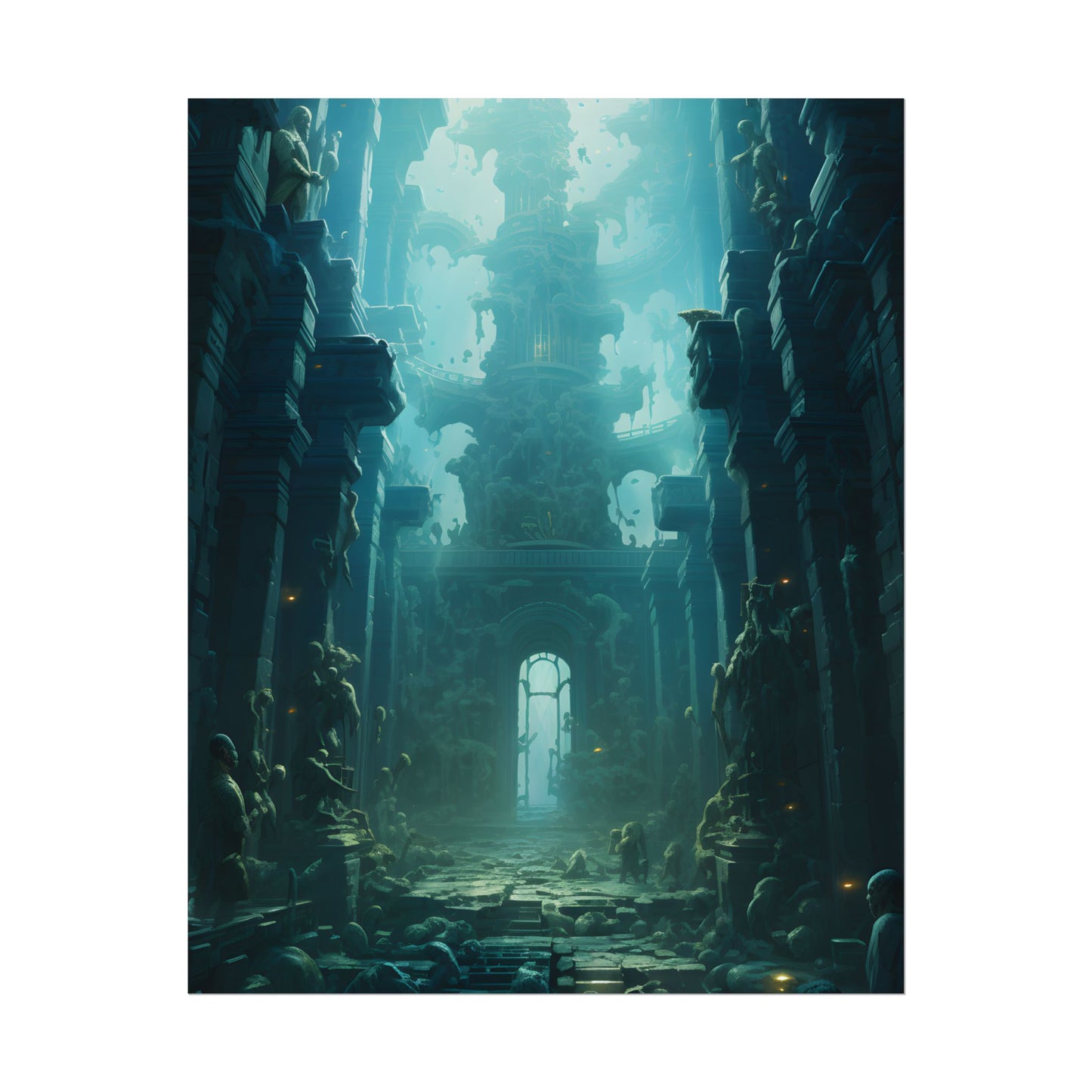 Lost Underwater Civilization: Ancient Ruins in Sunken Depths - Poster