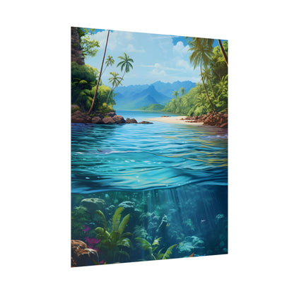 Tropical Island Oasis: Tranquil Tropical Landscape Art - Poster