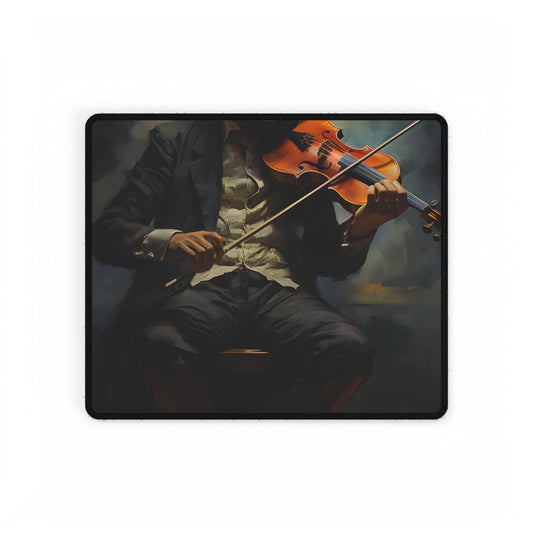 Mysterious Musician Portrait: Digital Artwork - Desk Mat