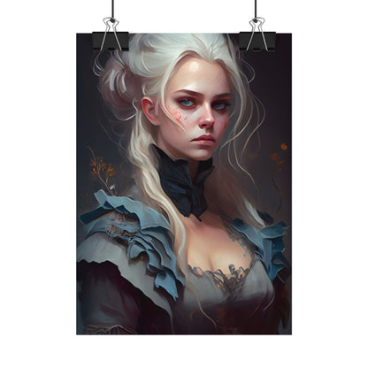 Blonde Profile Portrait: Simple Daylight Dress Art - Poster
