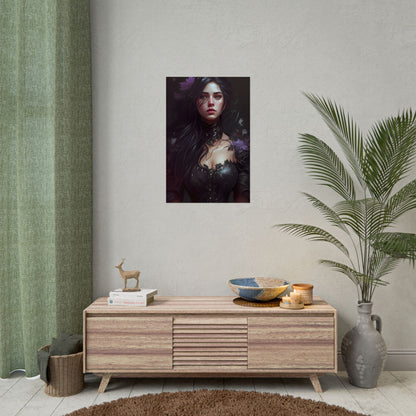 Striking Woman Portrait: Black Hair Artwork - Poster