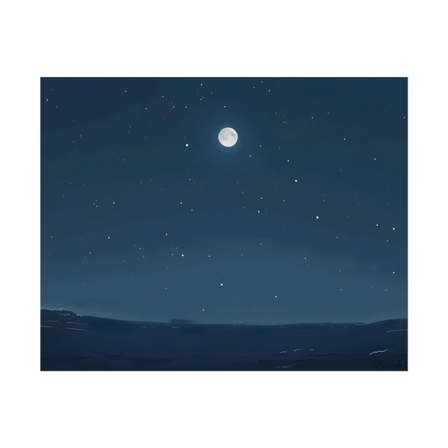 Starry Night Sky: Minimalist Beauty in Blue - Poster