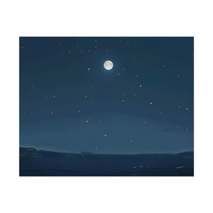 Starry Night Sky: Minimalist Beauty in Blue - Poster