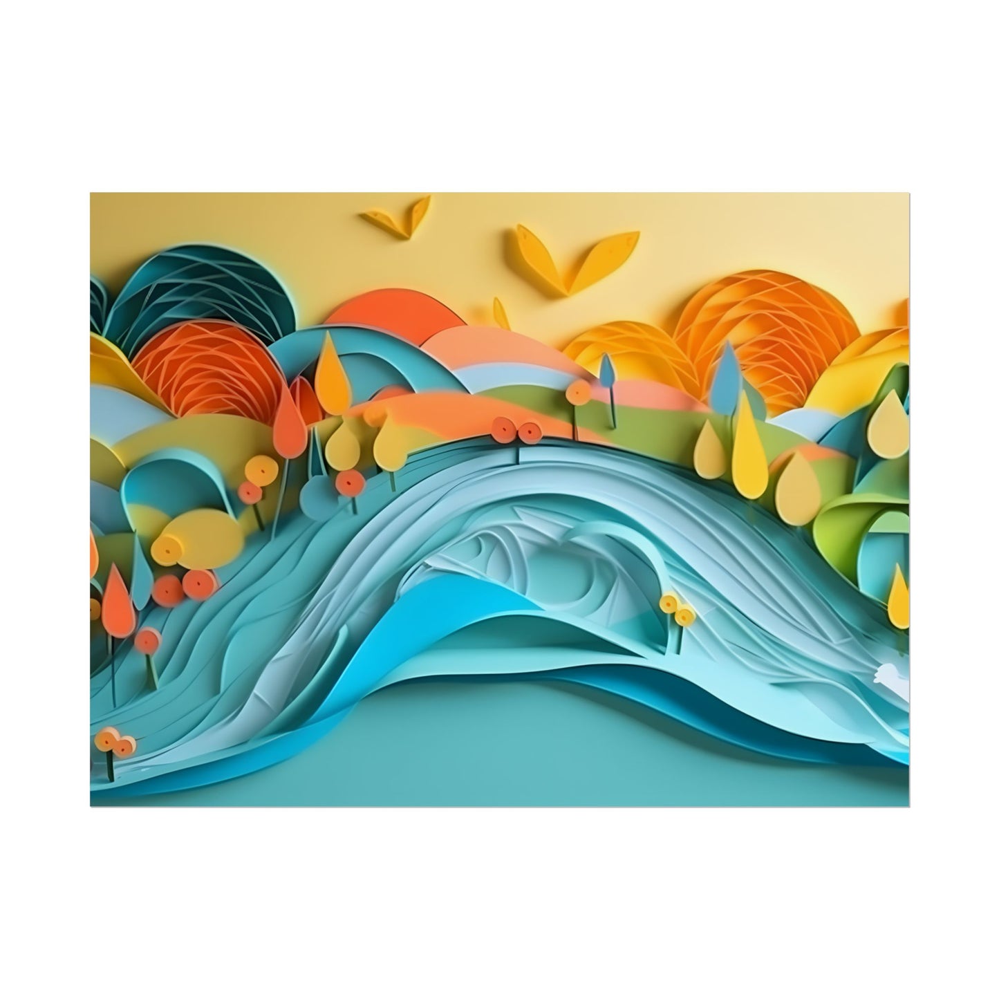 Magical Peaceful Beach: Paper Quilled Serenity - Poster