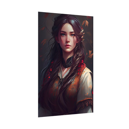 Vibrant Portrait: Brown Hair, Green Eyes Artwork - Poster