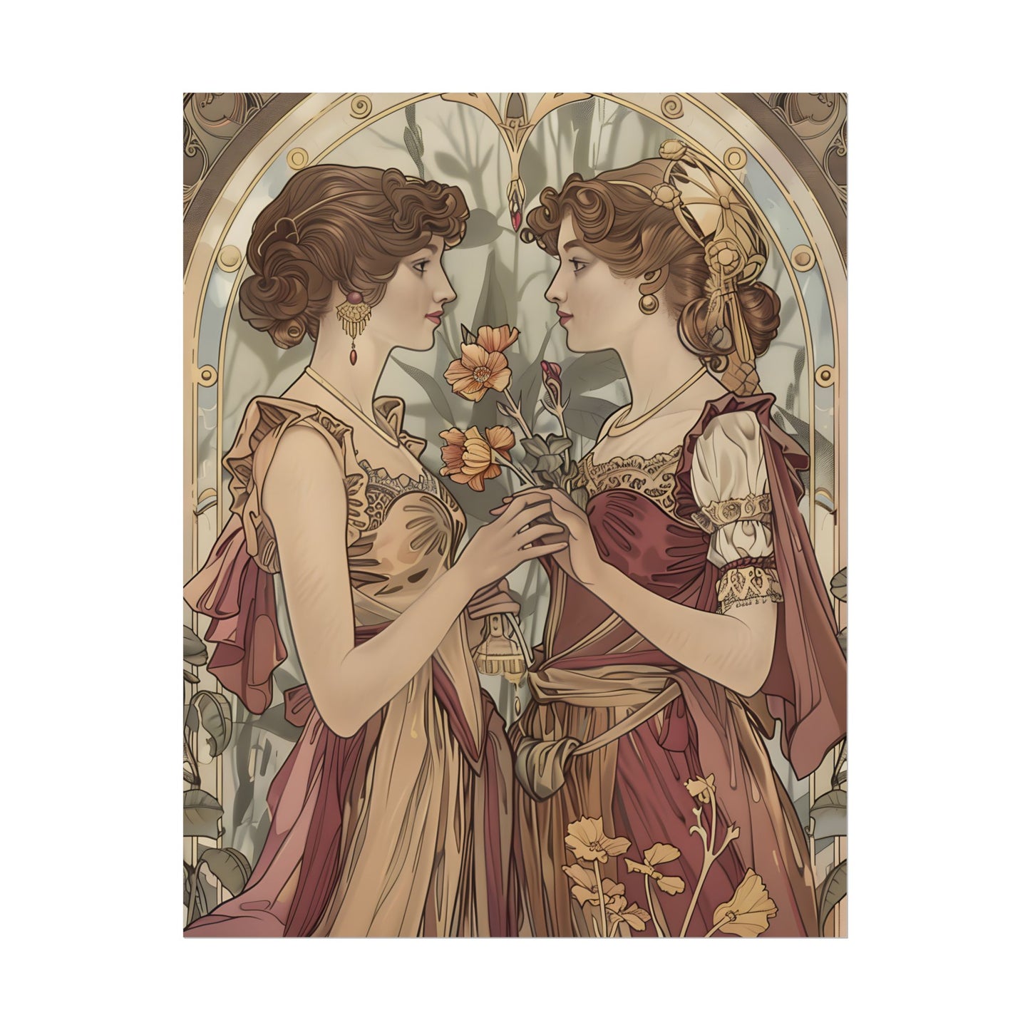 Middle Eastern Floral Beauty: Traditional Attire Digital Art - Poster