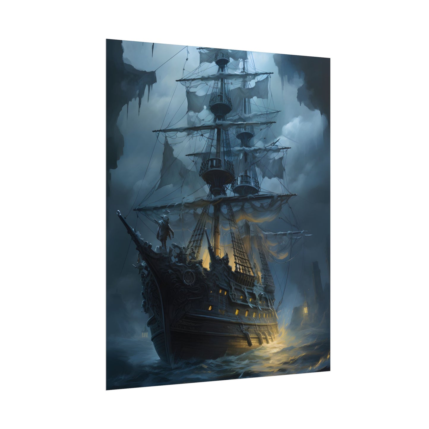 Ghost Pirate Sails: Mysterious Ocean Artwork - Poster