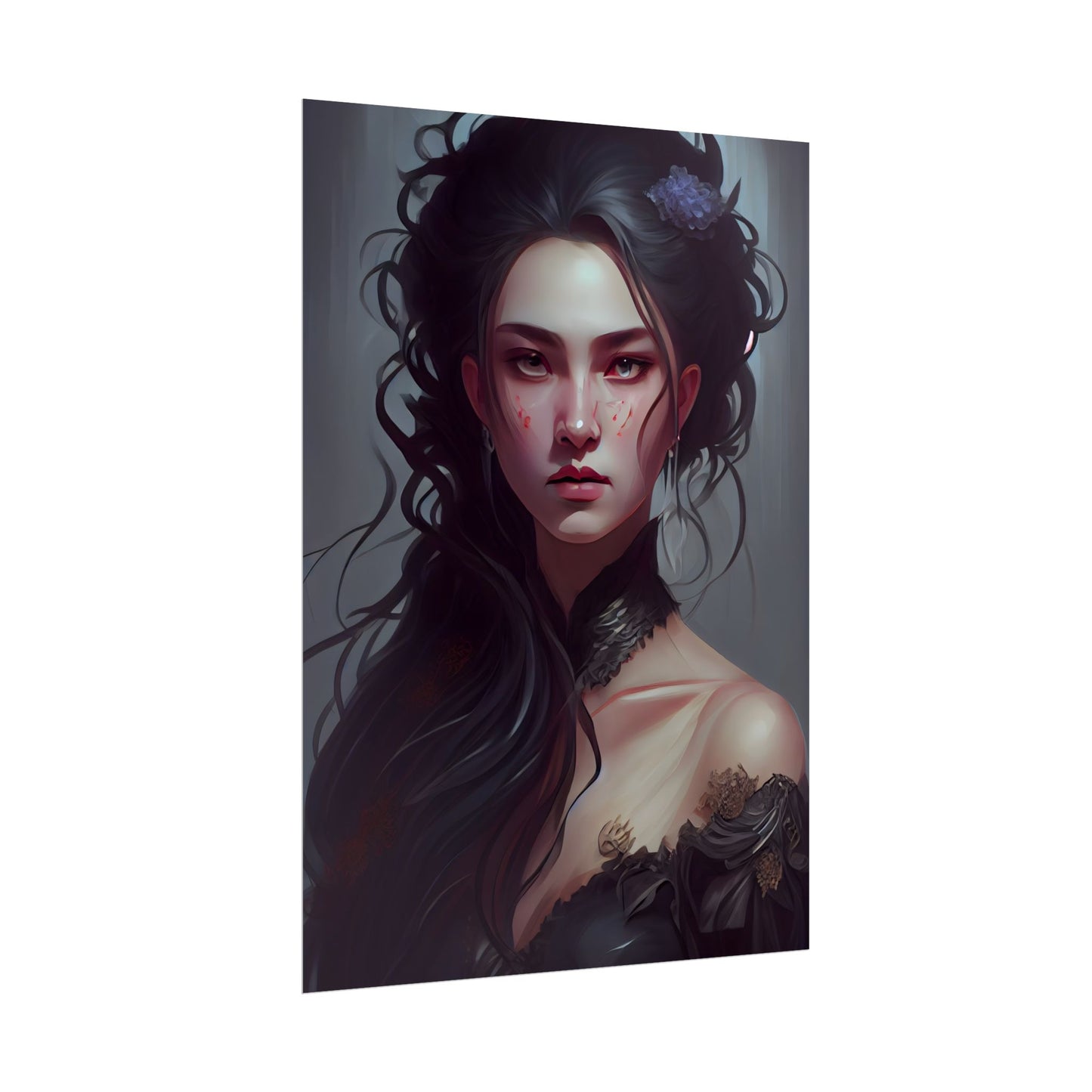 Astonishing Female Portrait: Dr. Black Hair Elegance - Poster