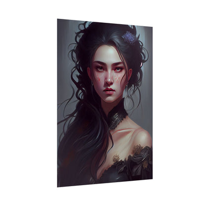 Astonishing Female Portrait: Dr. Black Hair Elegance - Poster