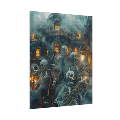 Victorian Lowbrow Skeleton Jazz Band: Dark Artwork - Poster