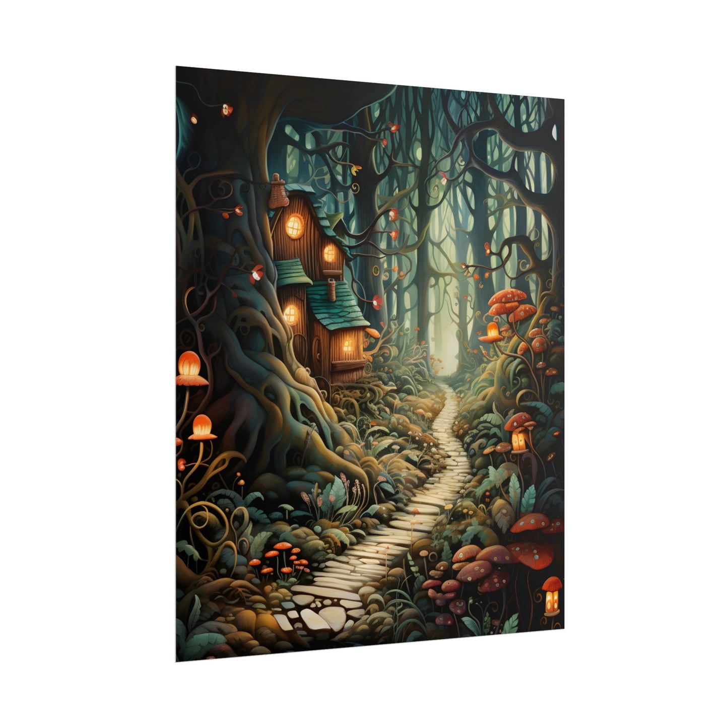 Whimsical Cartoon Forest Scene - Poster