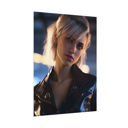 Cyberpunk Teenage Girl: Blonde Digital Art - Poster