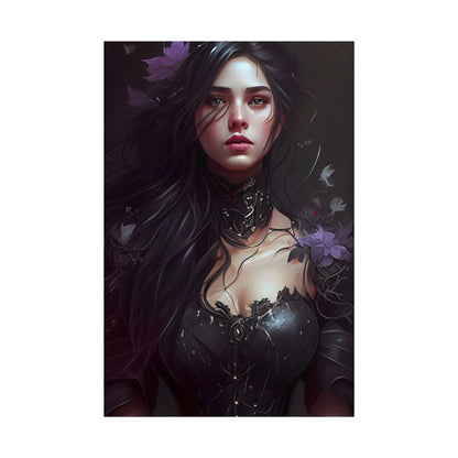 Striking Woman Portrait: Black Hair Artwork - Poster