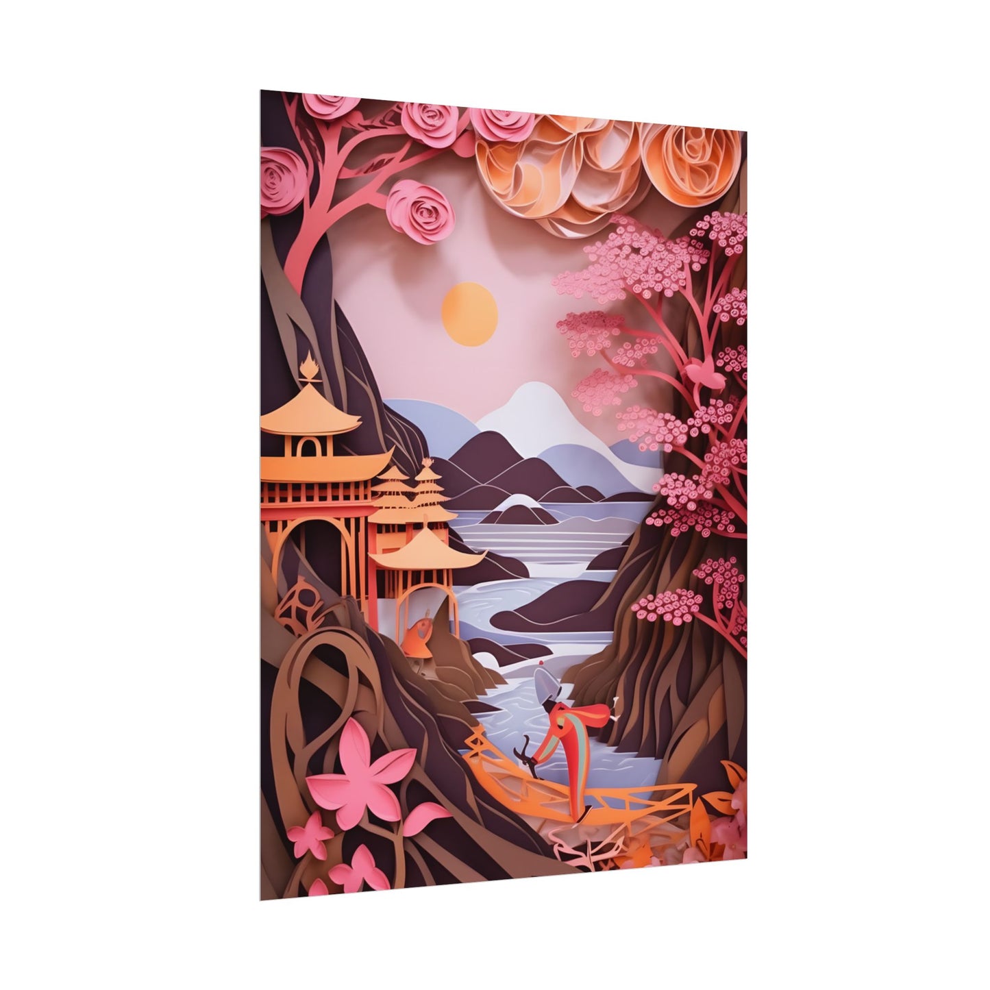 Japanese Vibrance: Eye-Catching Paper Quilled Landscape Art - Poster