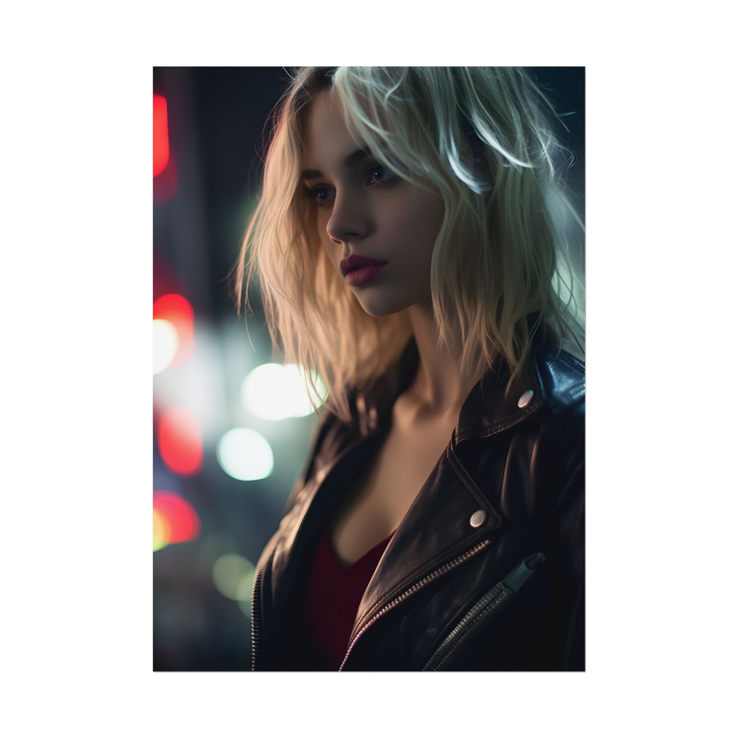 Cyberpunk Youth: Close-Up Portrait - Poster