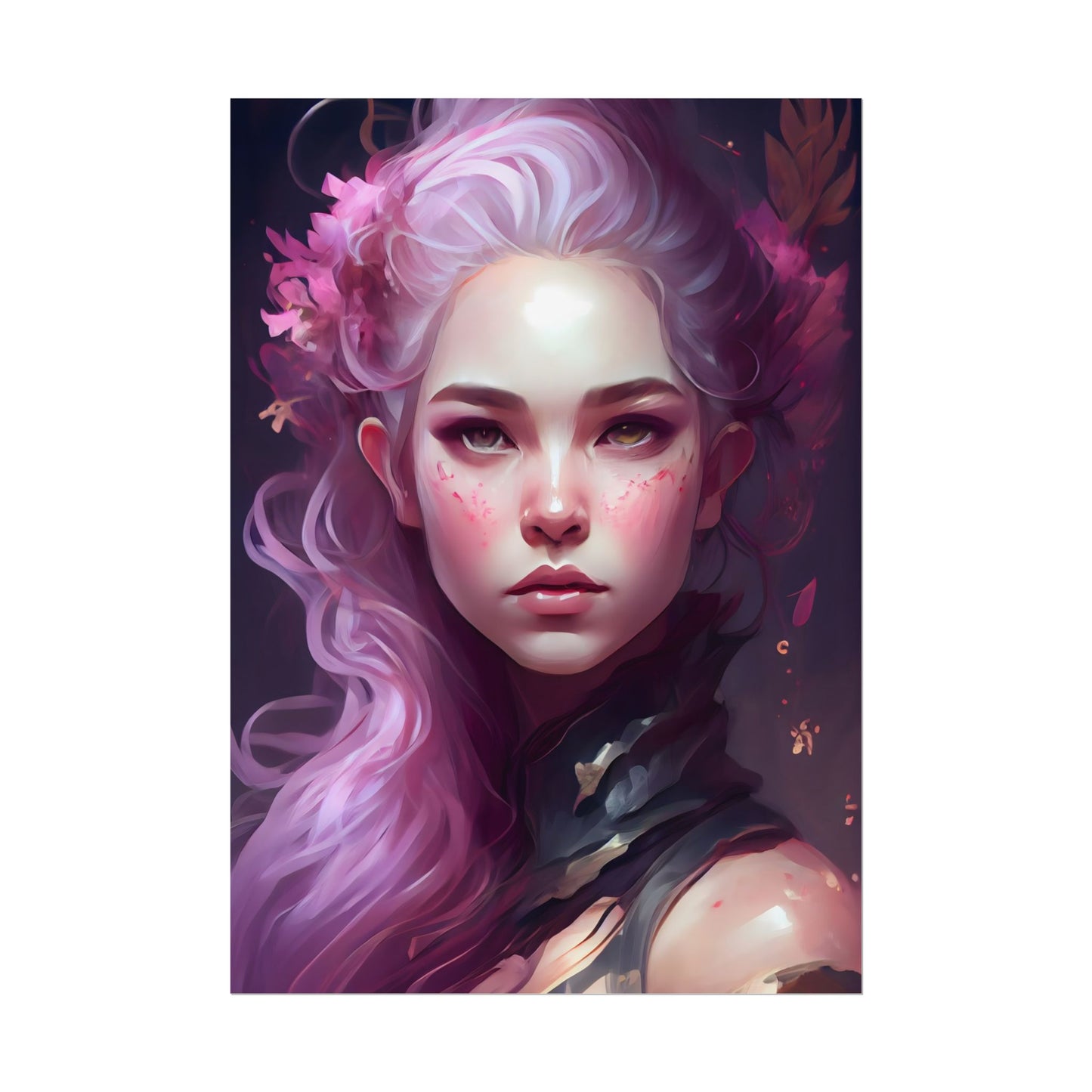 Astonishing Female Portrait with Pink Hair: Dre Artwork - Poster