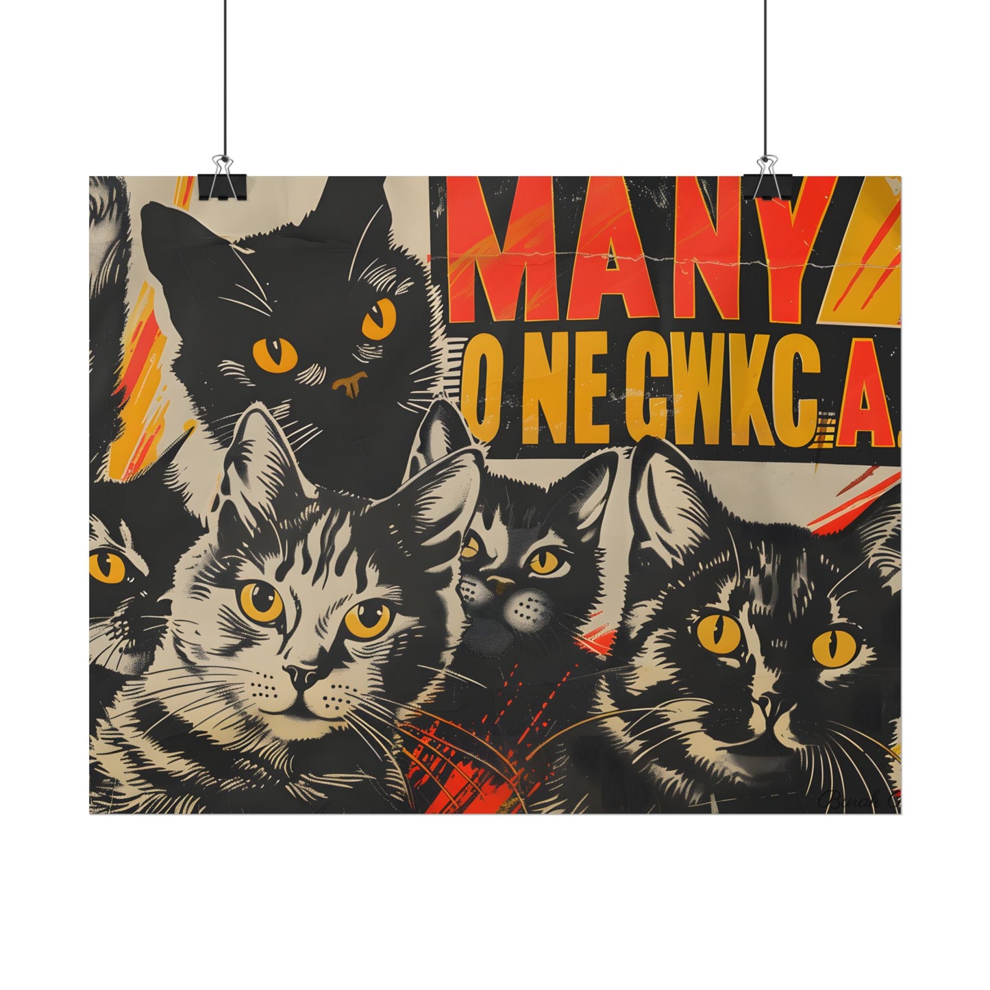 Red Cats in Soviet Motion: A Playful Poster Art - Poster