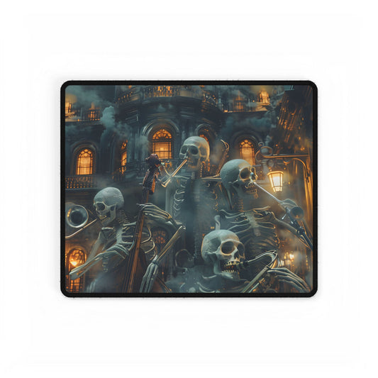Victorian Lowbrow Skeleton Jazz Band: Dark Artwork - Desk Mat