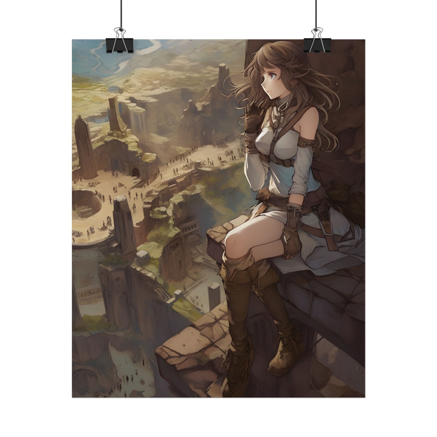 Heroic Bird's Eye View: A Detailed Anime Scene - Poster
