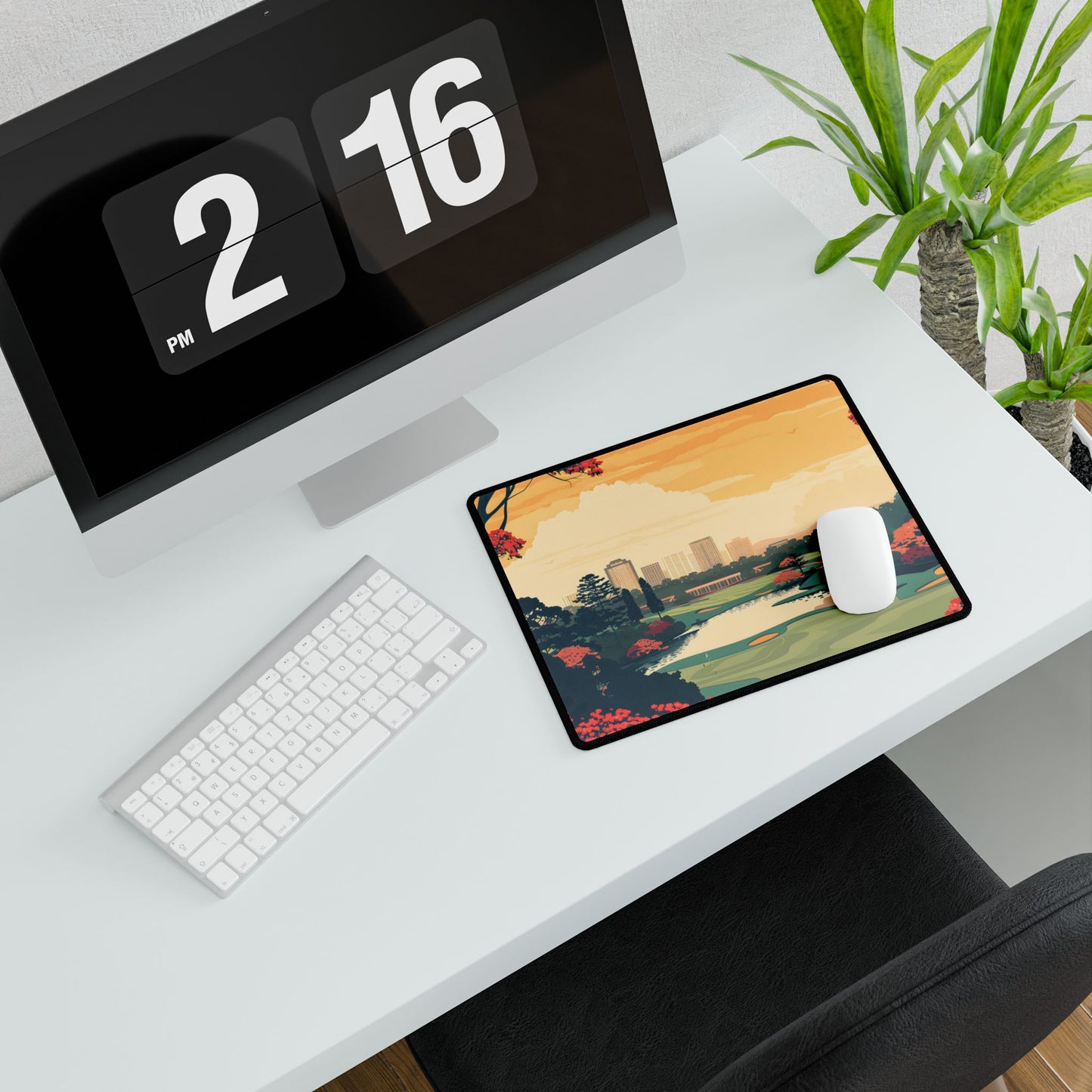 Retro-Style Augusta Georgia Golf Course: Vibrant Illustration Art - Desk Mat