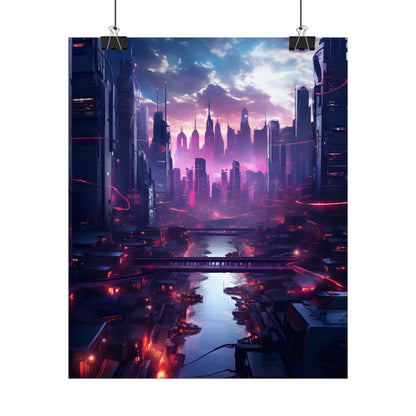 Dystopian Cyberpunk Cityscape: Neon Futuristic Artwork - Poster