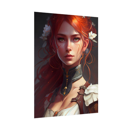 Redheaded Beauty: Formal Portrait in Dark Dress - Poster