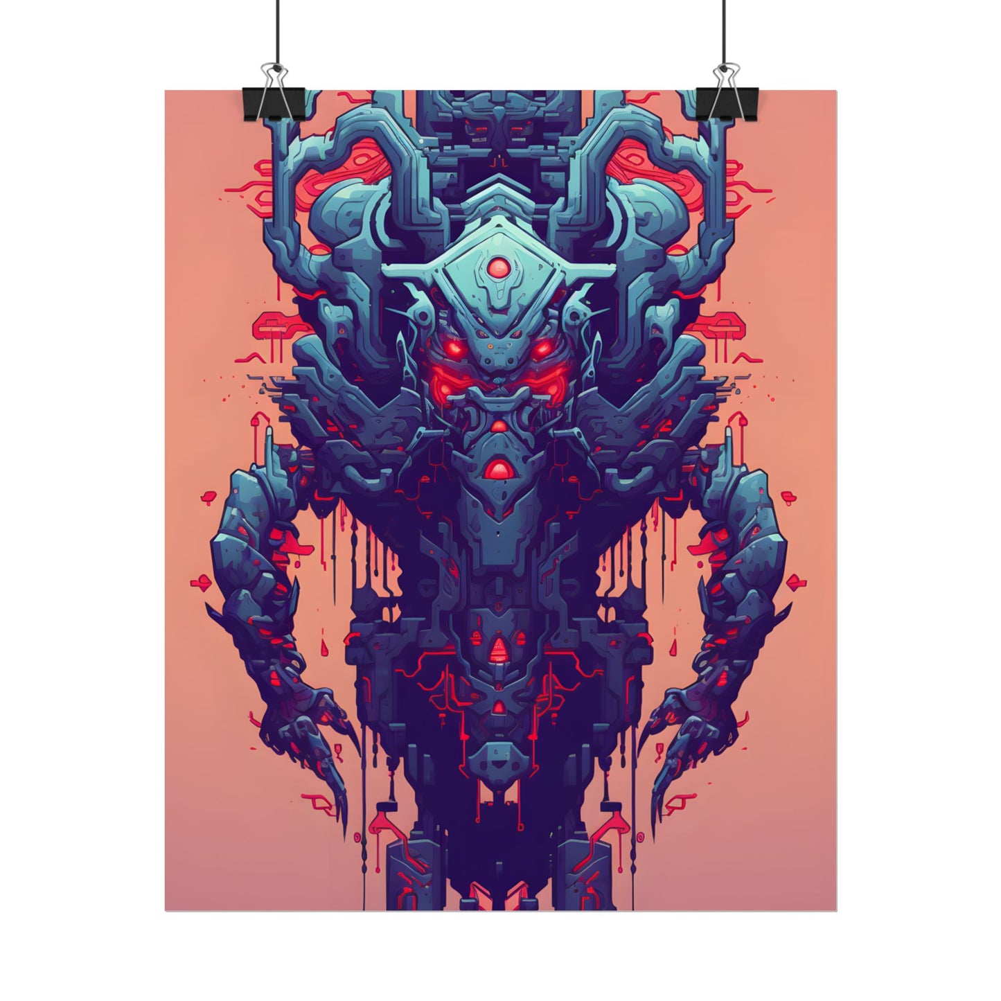 Neon Pixel Pets: Cyberpunk Synthwave Digital Art - Poster