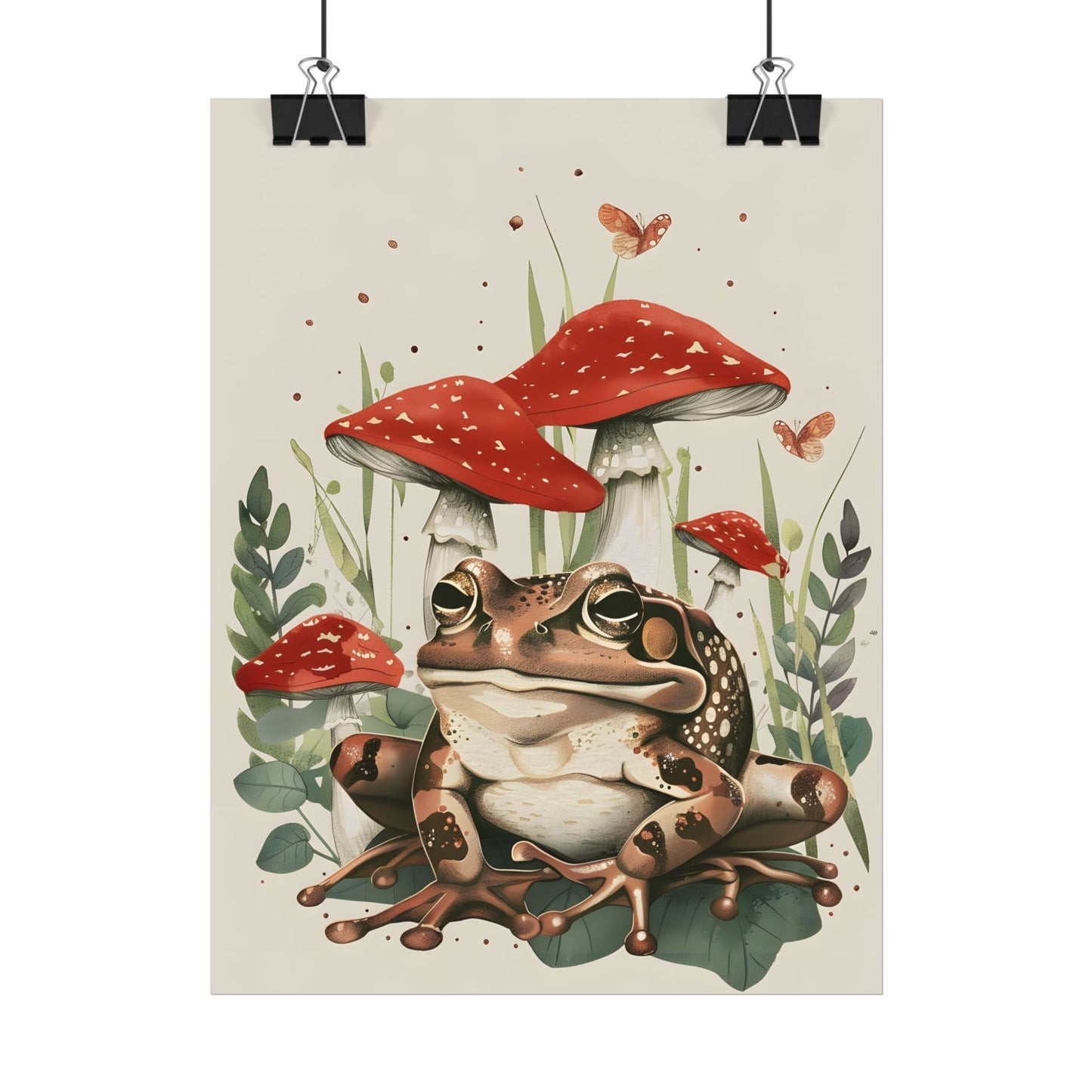 Retro Frog Smile: Colorful Mushroom Friends - Poster