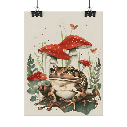Retro Frog Smile: Colorful Mushroom Friends - Poster