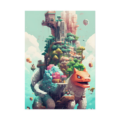 Pixelated Cyber-Pets: Digital Artwork of Illuminated Creatures - Poster