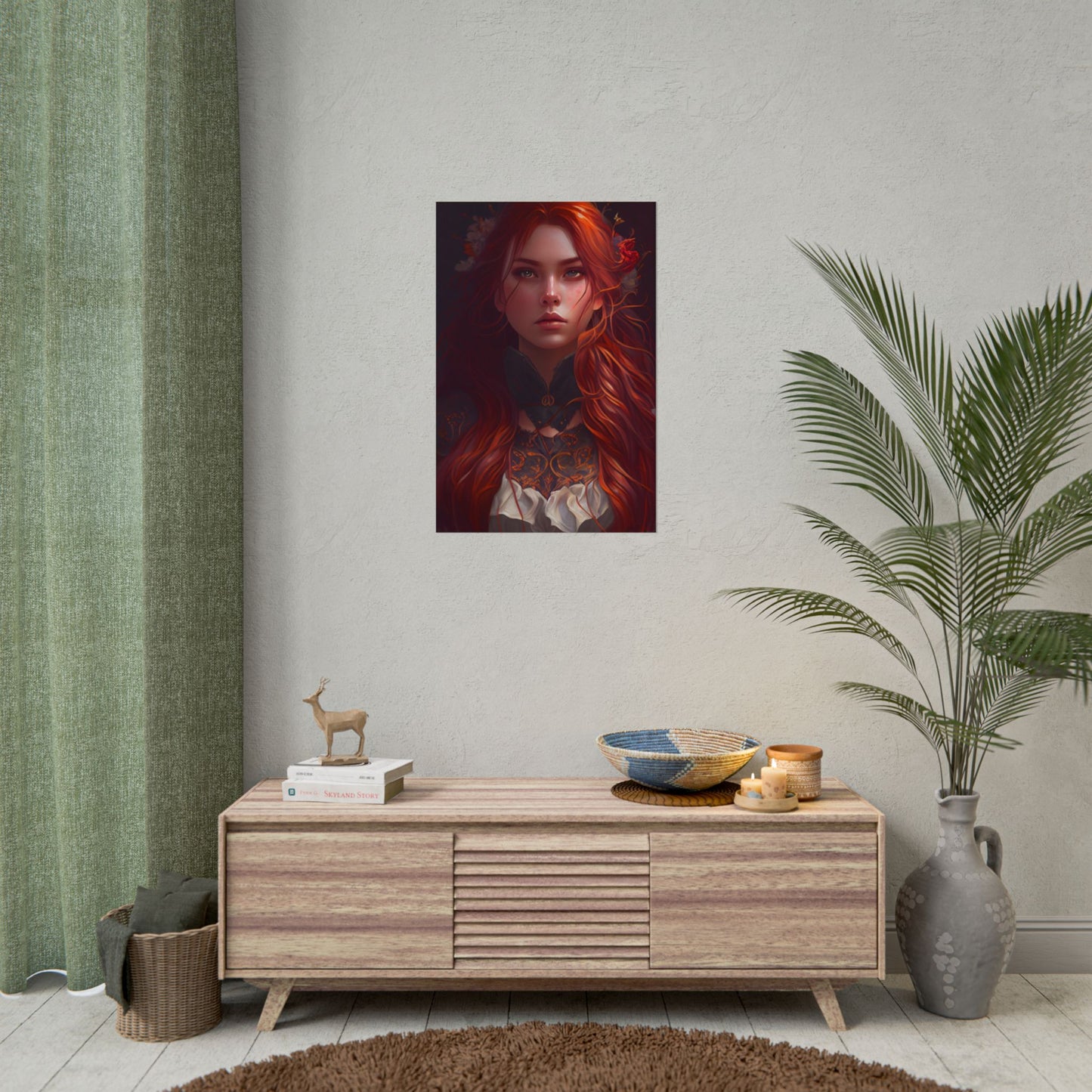 Redhead Female Portrait in a Dress - Poster