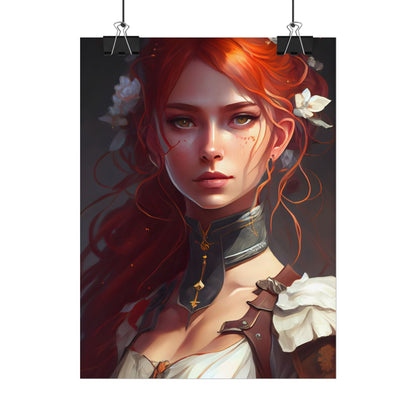 Redheaded Beauty: Formal Portrait in Dark Dress - Poster