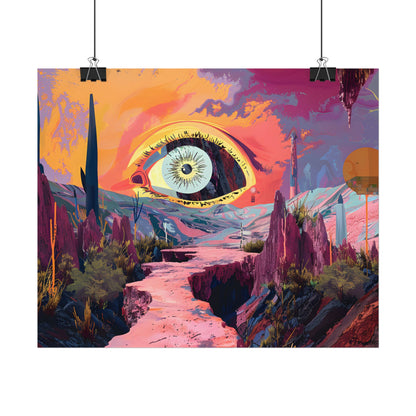 Surreal Eye: Vibrant Landscape Digital Art - Poster