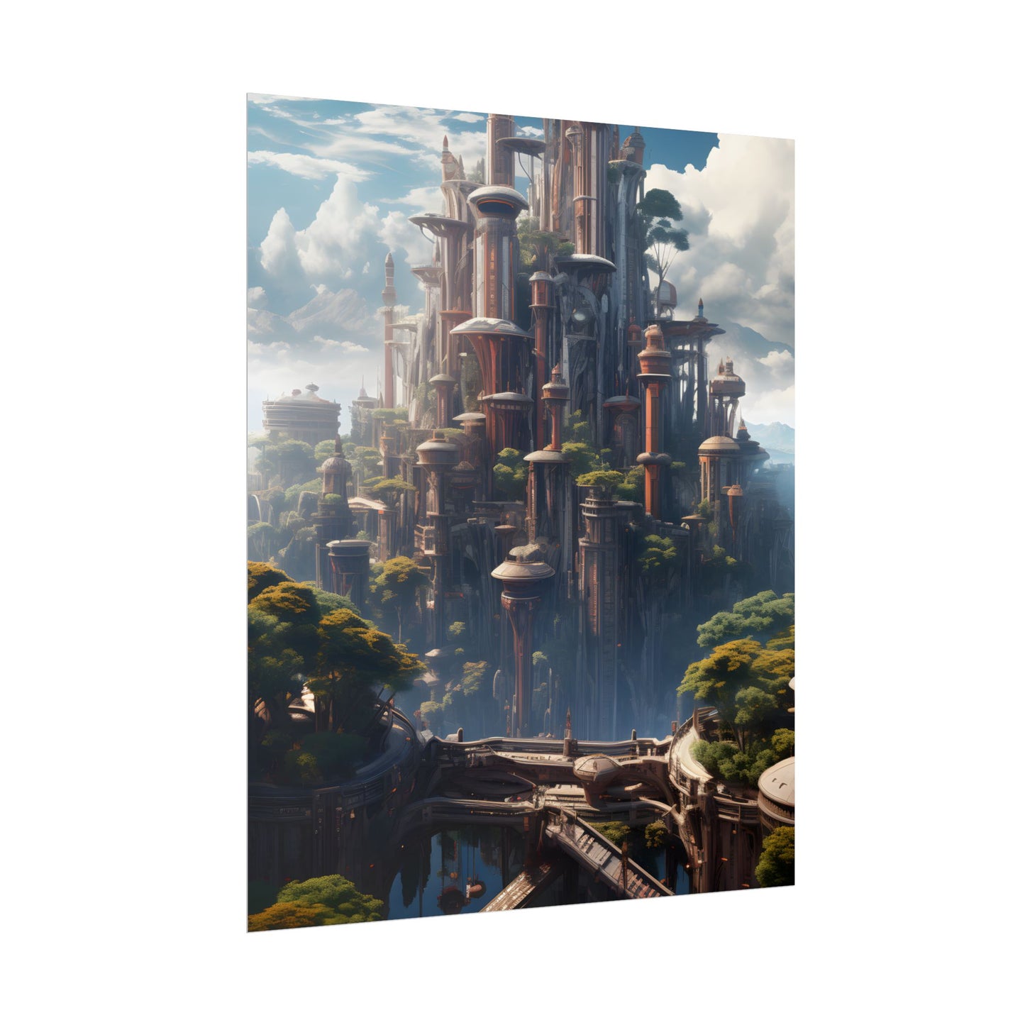 Floating City of Columbia: Breathtaking Modern Urban Landscape - Poster