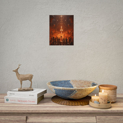 Vibrant Futuristic Tribal Gathering: Digital Art - Poster