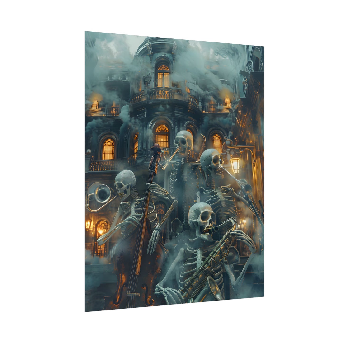 Victorian Lowbrow Skeleton Jazz Band: Dark Artwork - Poster