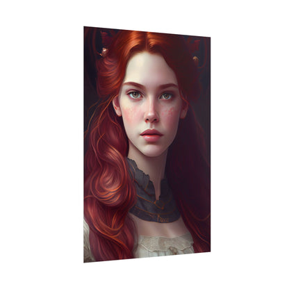 Beautiful Redhead Female Portrait: Classic Timeless Artwork - Poster