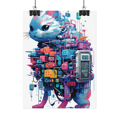 Whimsical Pixelated Cyber Pet: Retro-Style Digital Art - Poster