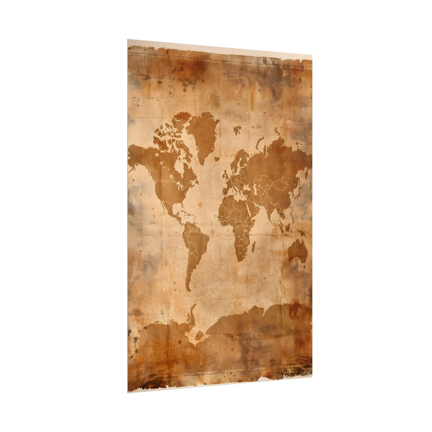 Vintage World Map: Artistic Cartography on Canvas - Poster