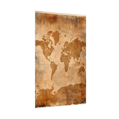 Vintage World Map: Artistic Cartography on Canvas - Poster