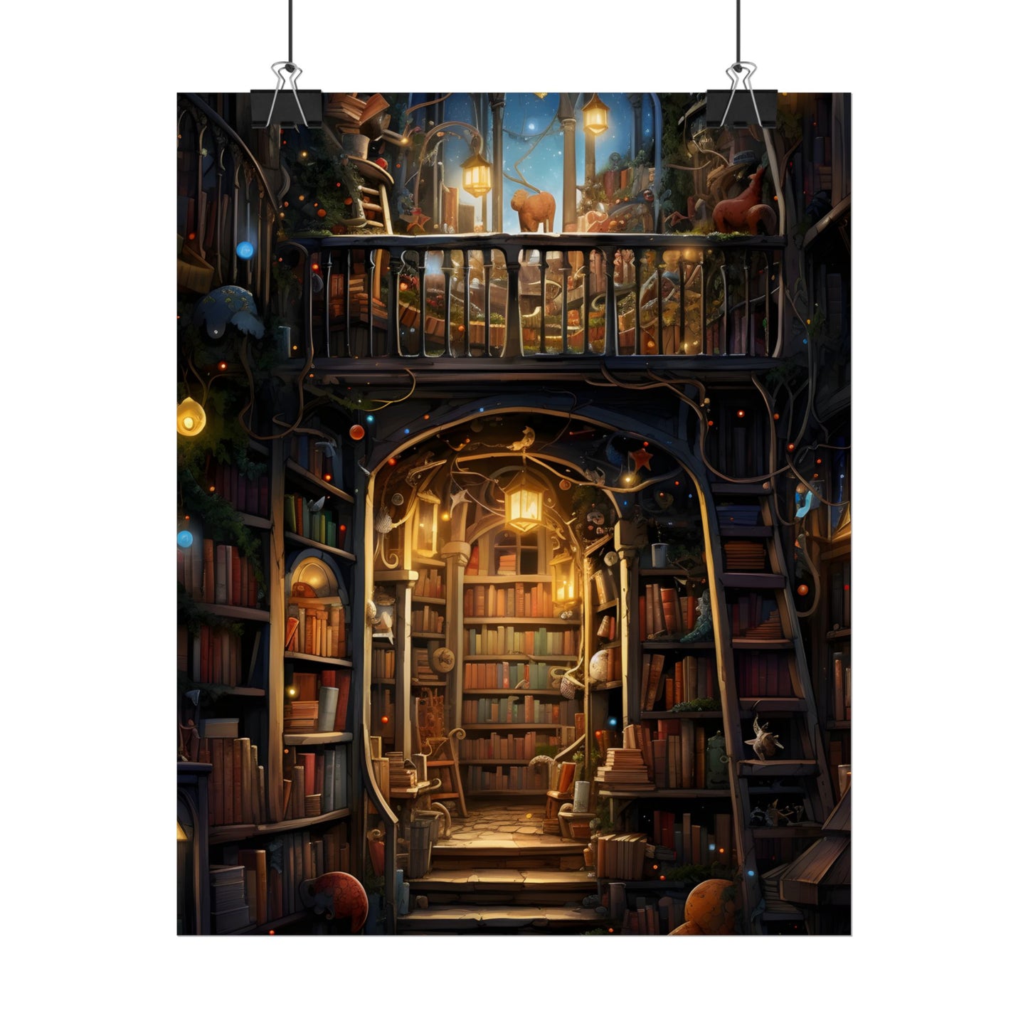 Magical Bookshop Art: A Serene & Enchanting Scene - Poster