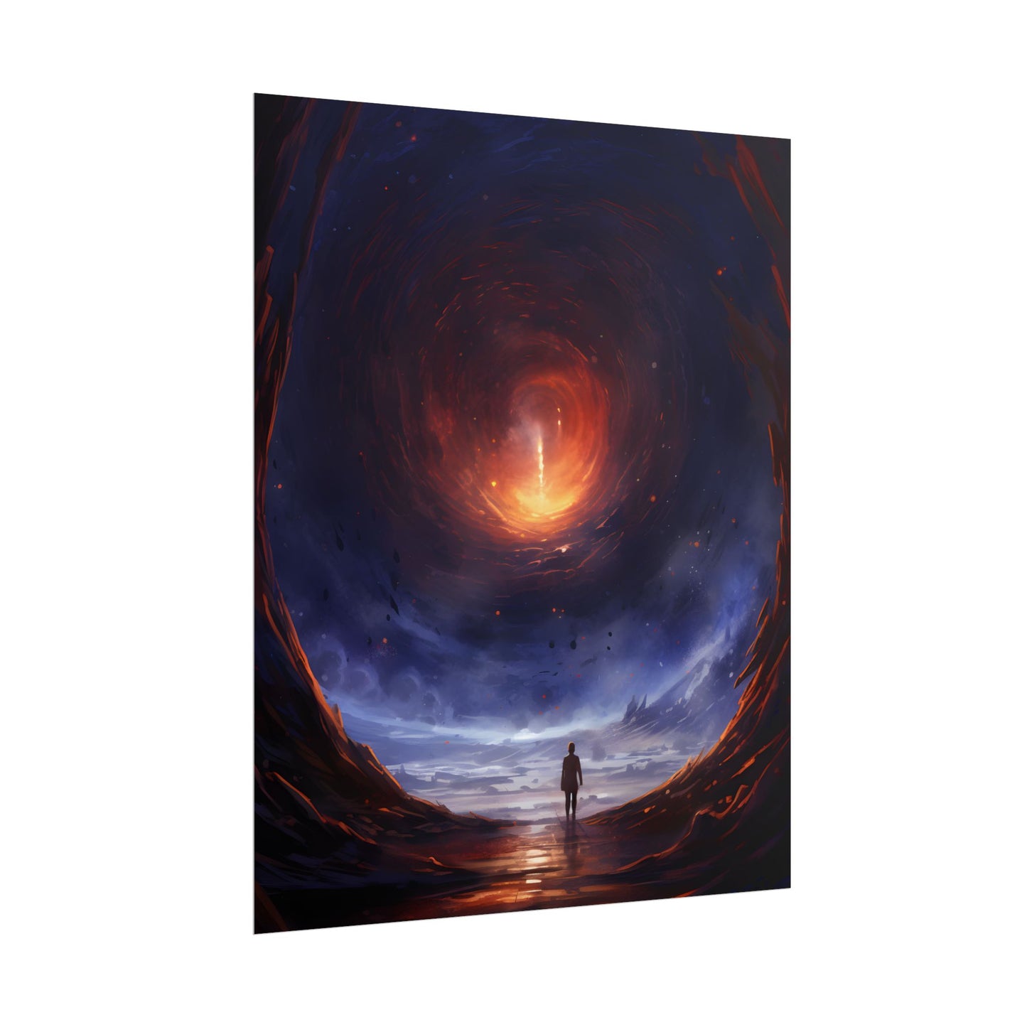 Mysterious Black Hole Cosmos: Space Art with Planetary Orbits - Poster